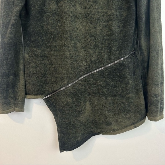 Bianca Nygard Olive Green & Black Asymmetrical Zipper Pullover Sweater Medium - Picture 7 of 10